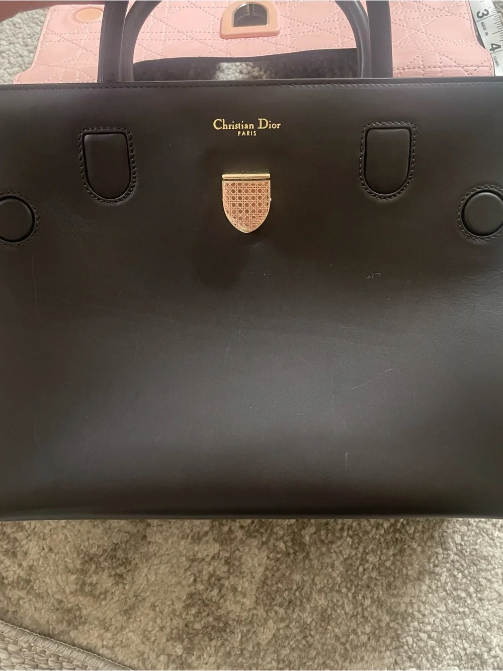 Dior Diorever Dark Brown Leather Top-Handle Crossbody Bag Silver-Tone Hardware